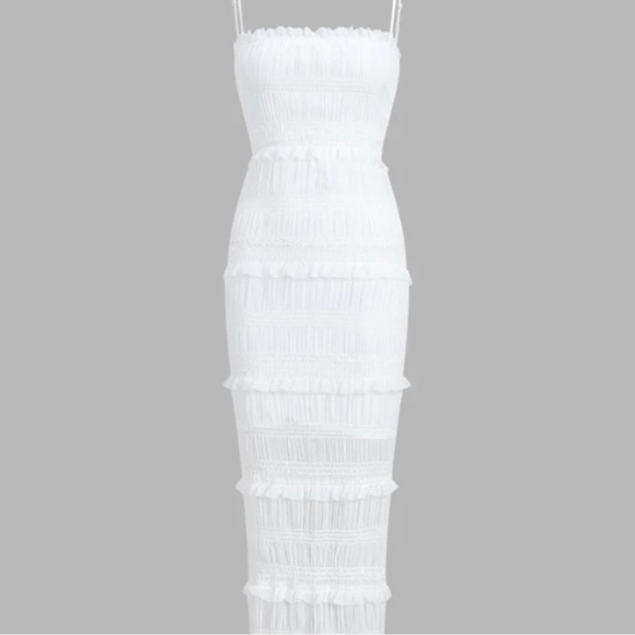 Commense white ruffle midi dress - Picture 1 of 8